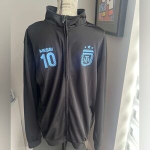 Lionel Messi Argentina National Futbol Team Track Jacket Black/Baby Blue Size L